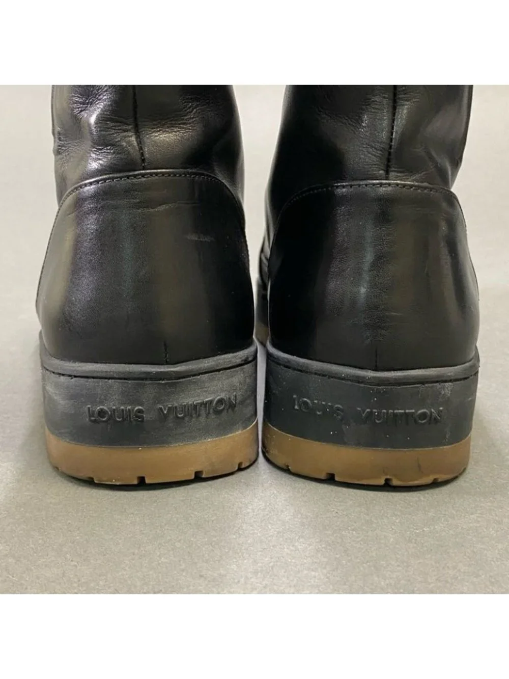 Louis Vuitton LV Logo Lace Up Boots Shoes 7 Black Leather - Picture 7 of 12